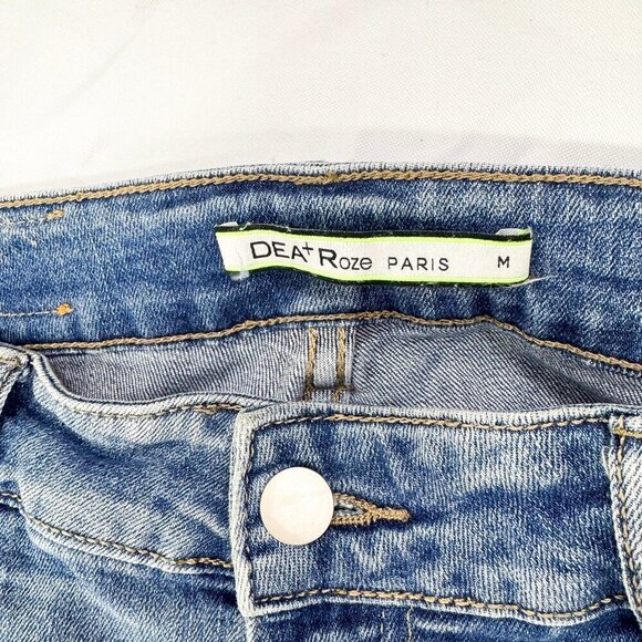 DEA ROZE BLUE DENIM FLARE JEANS DISTRESSED SIZE MEDIUM - Picture 3 of 7